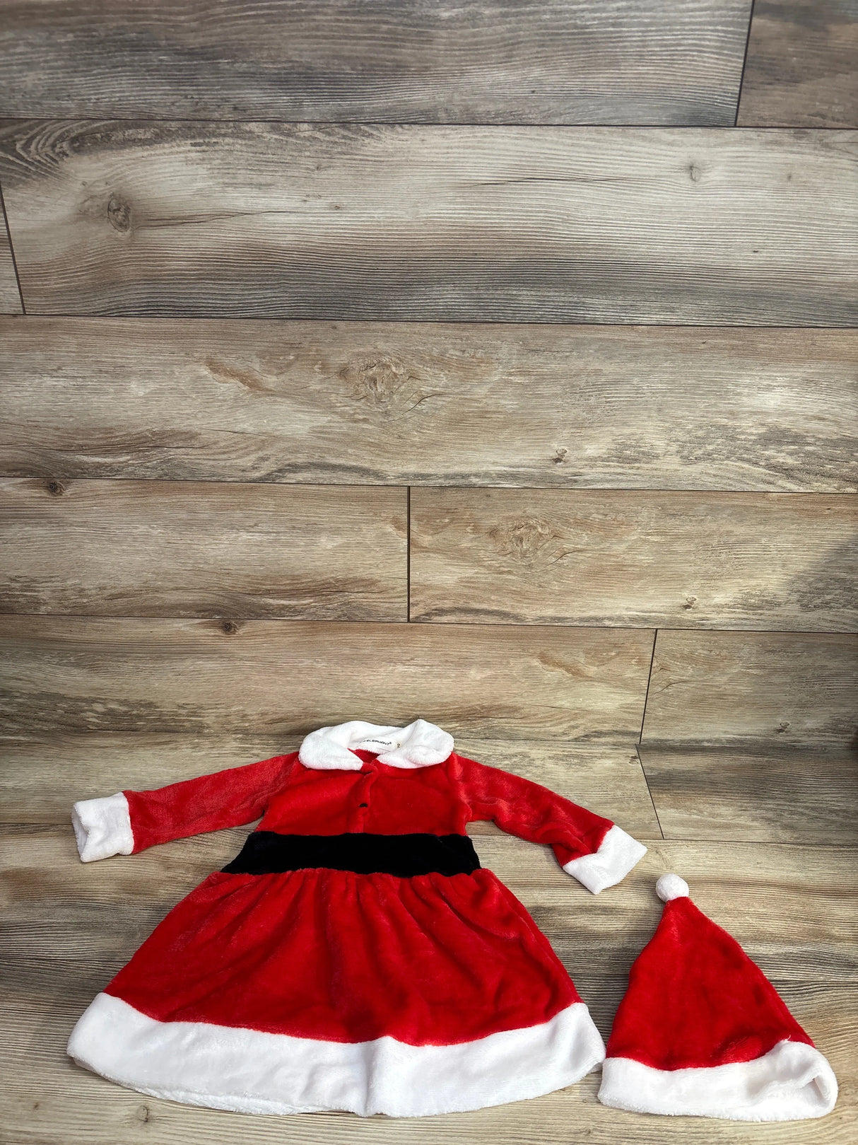 Big Elephant 2pc Velour Santa Dress & Hat Set Red sz 6-9m