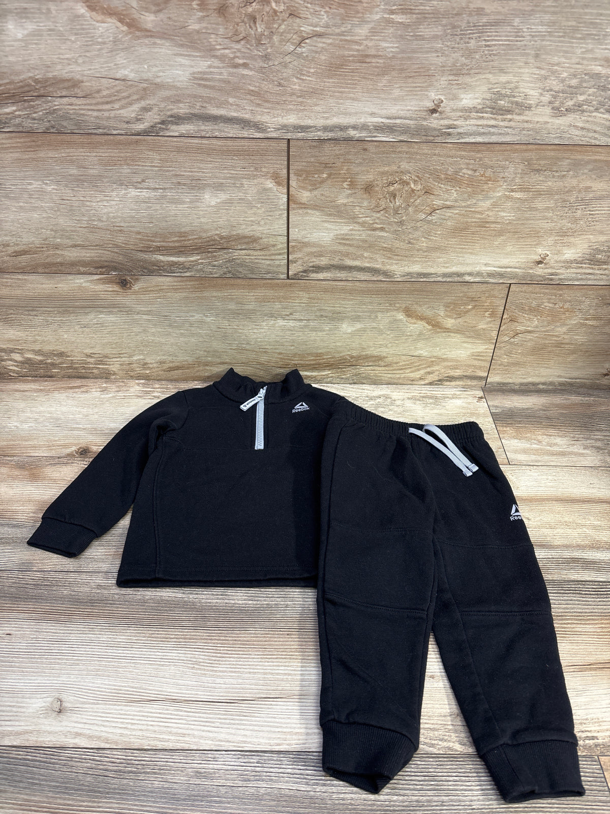 Reebok 2pc Quarter-Zip Sweatshirt & Joggers Set Black sz 2T