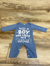 Just A Boy Who Loves His Mom Coverall Blue sz 0-3m
