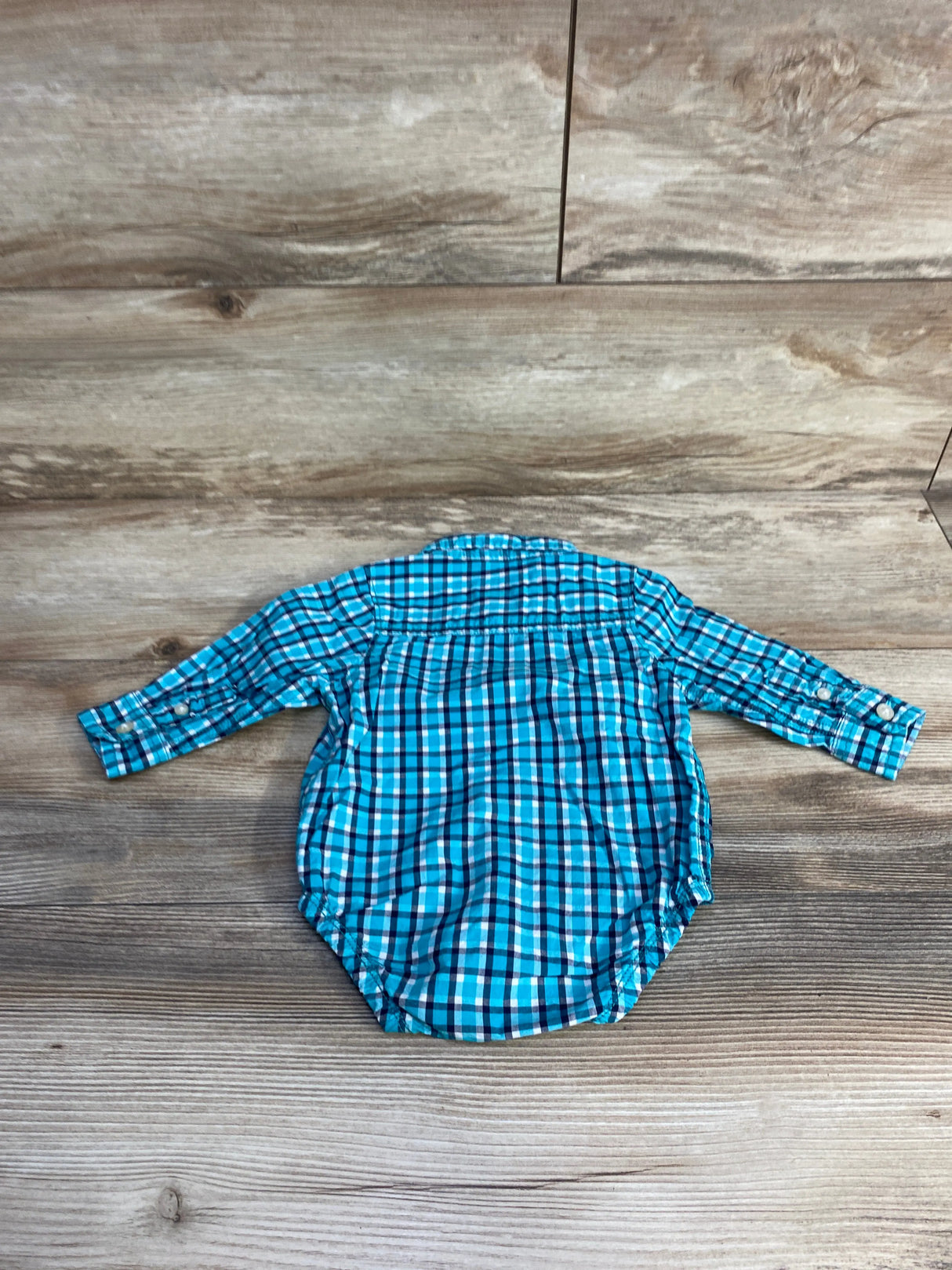 Oshkosh Plaid Button Up Bodysuit Blue sz 6m