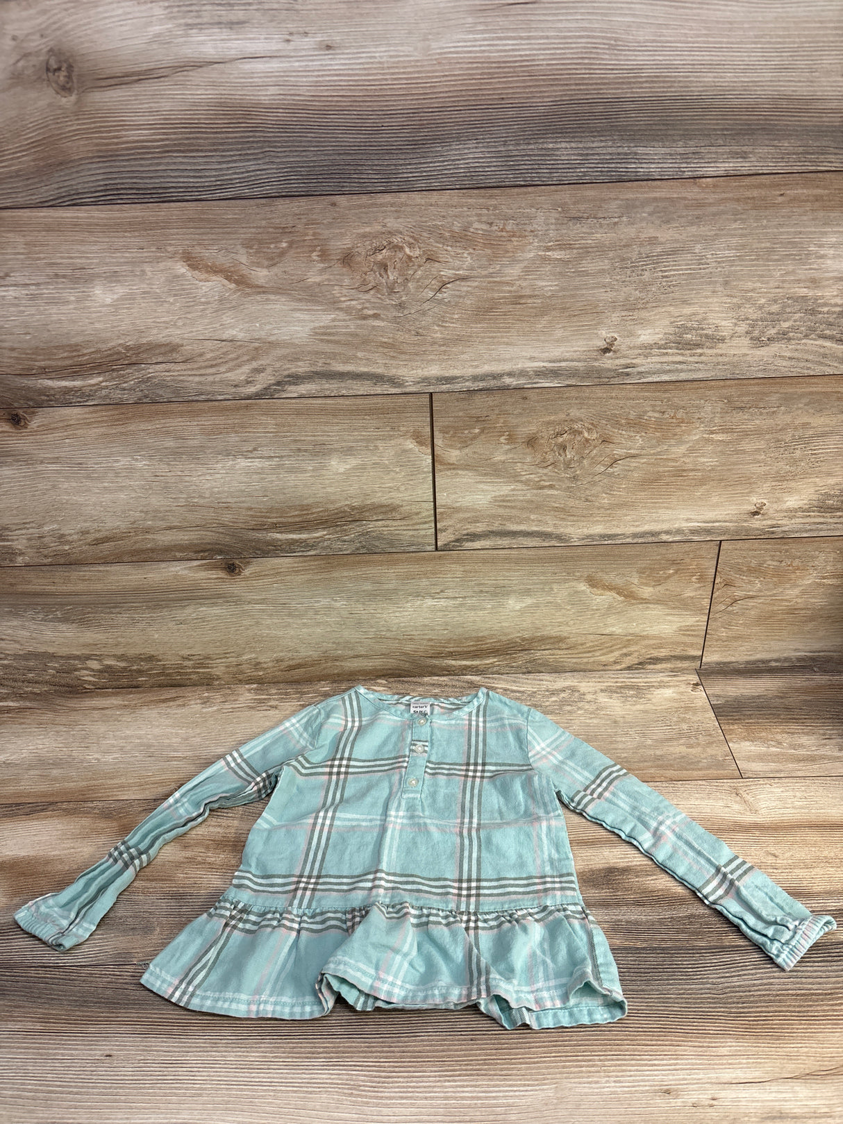 Carter's Henley Plaid Peplum Top Mint sz 5T