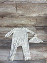 Cloud Island Jacquard Checkered Romper & Hat Beige sz 3-6m