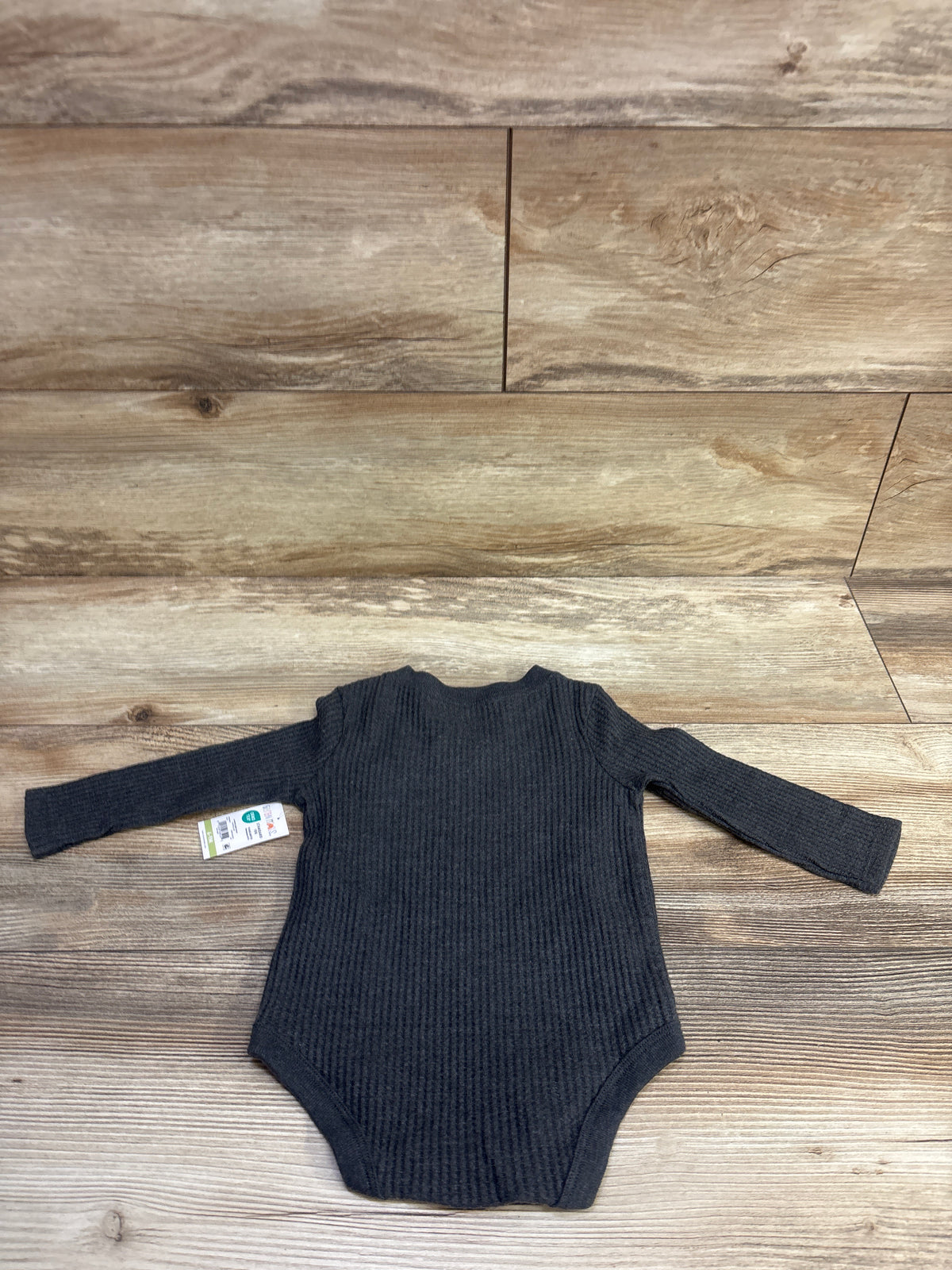 NEW Garanimals Waffle Knit Long Sleeve Bodysuit Grey sz 6-9m