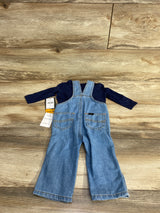 NEW Lee Long Sleeve Shirt & Overalls 2pc Set Navy sz 3-6m