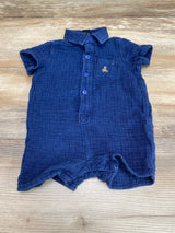 Baby Gap Crinkle Gauze Henley Shortie Romper Blue sz 3-6m