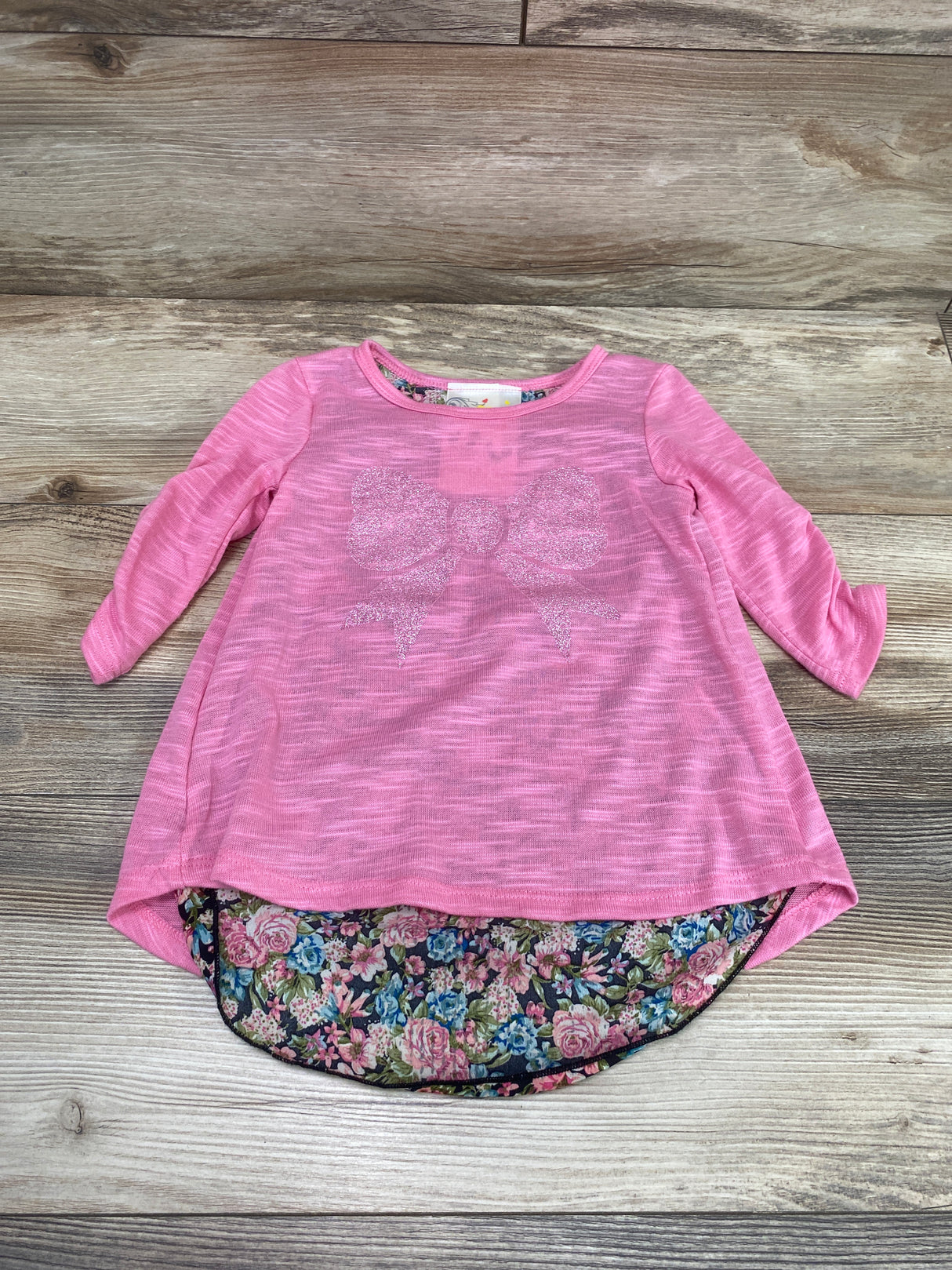 Jenna & Jessie Bow Shirt Pink sz 4T