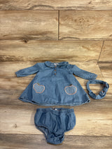 Minibean 3pc Denim Dress Set Blue sz 6/9m