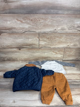 Little Lad 3pc Set Lightweight Jacket + Top  + Cord Pants Navy sz 3-6m