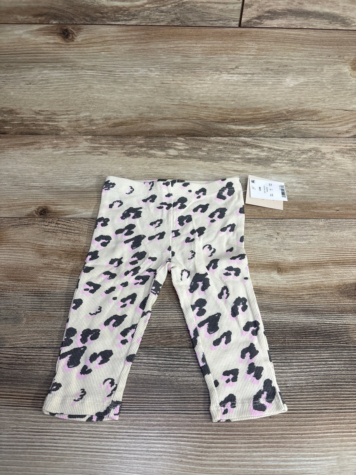 NEW Grayson Mini Leopard Print Ribbed Leggings Cream sz 12m