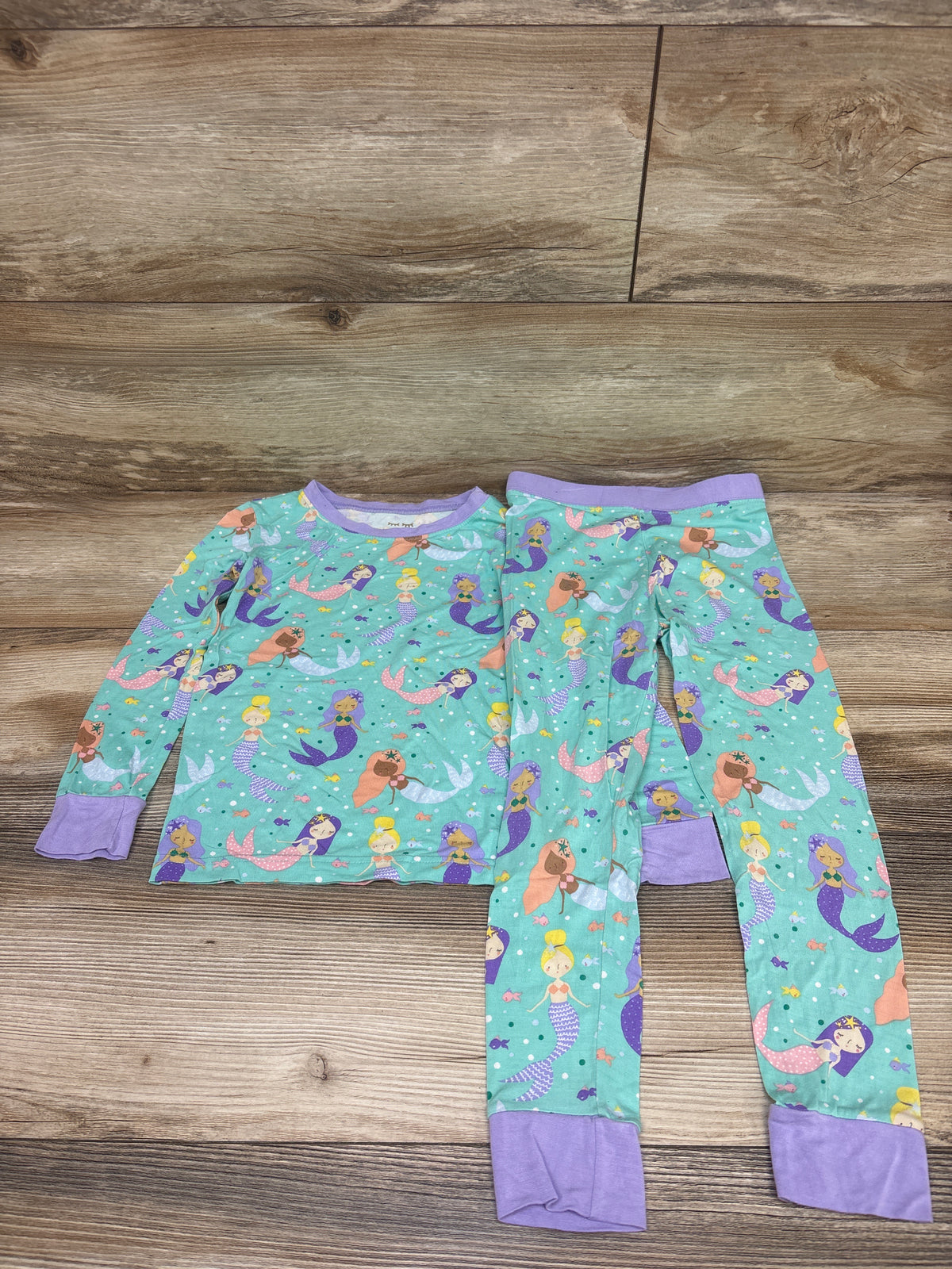 Little Sleepies 2pc Bamboo Mermaid Pajama Set Teal sz 3T