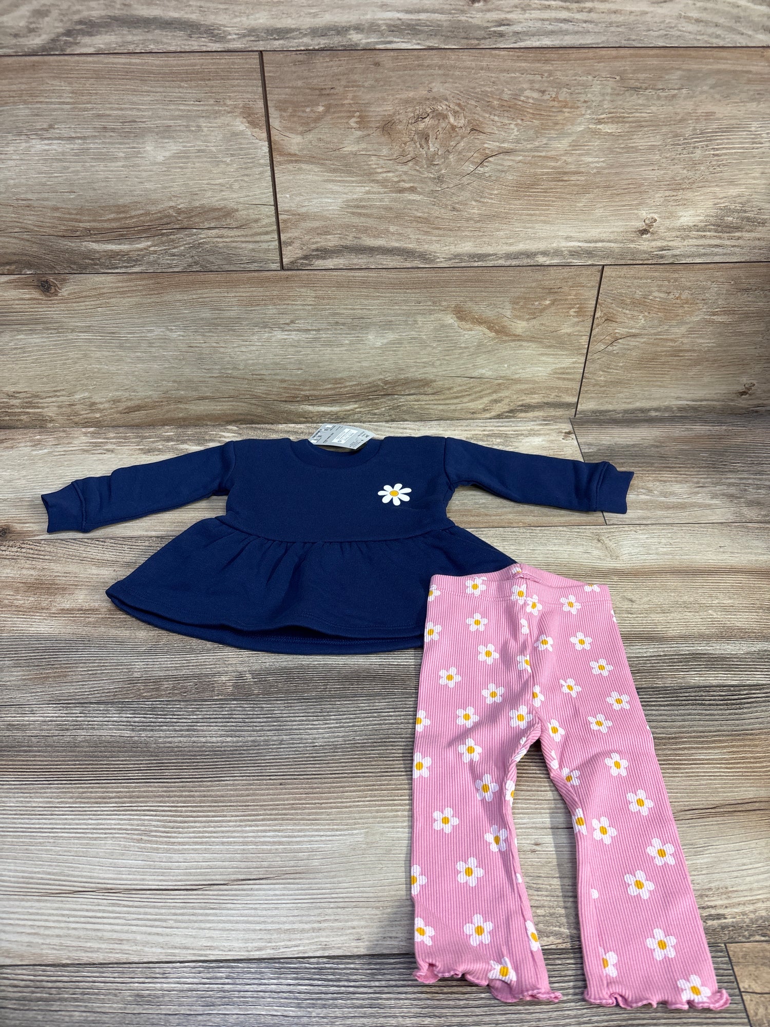 NEW Okie Dokie 2pc Peplum Sweatshirt & Pants Set Navy sz 3m