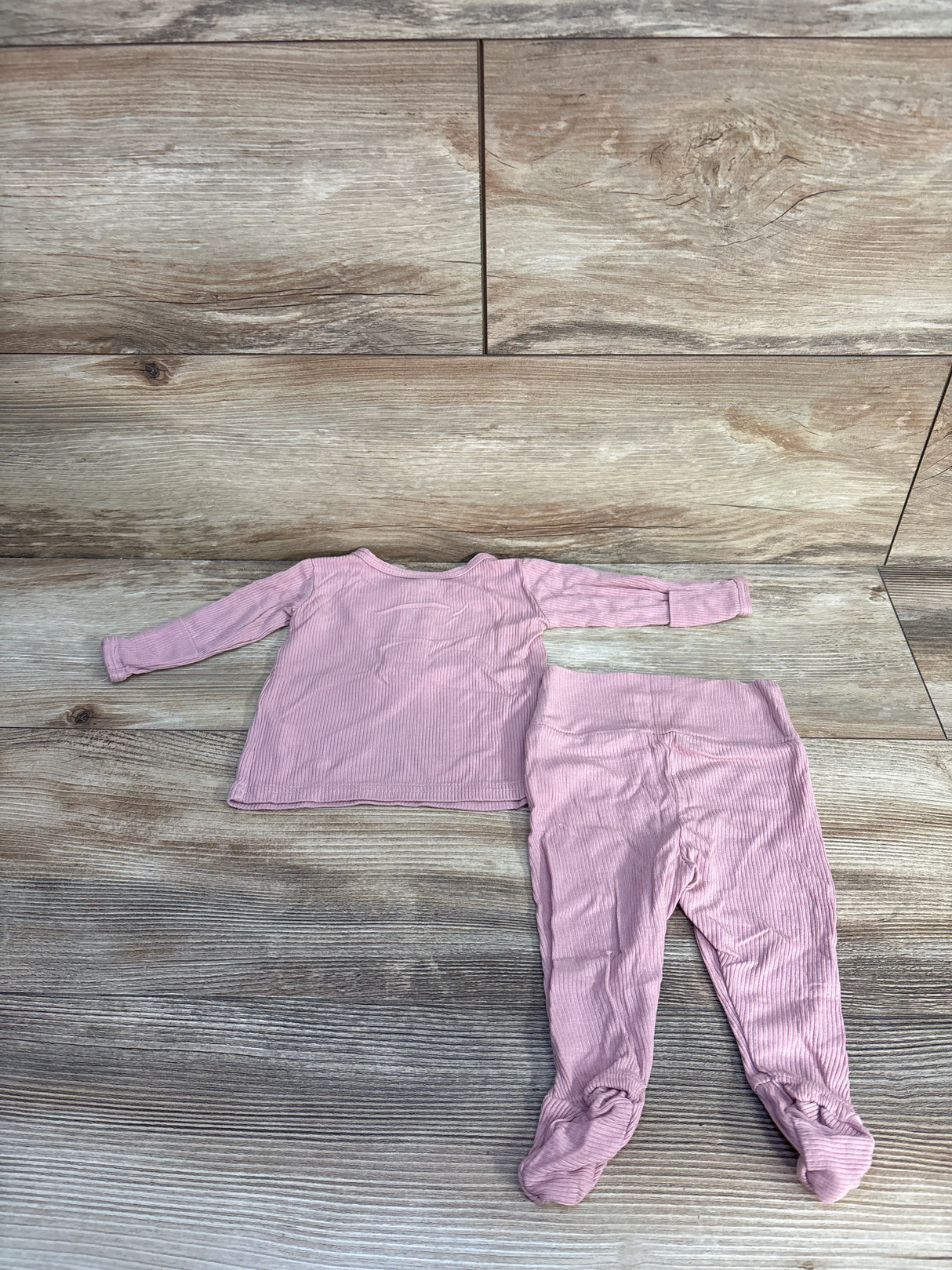 Elivia & Co 2pc Ribbed Henley Top & Bottoms Set Pink sz 0-3m