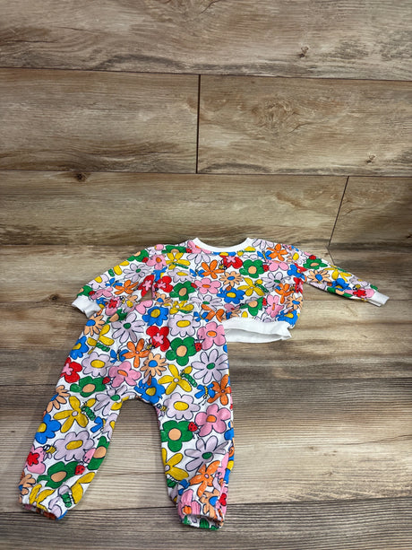 Old Navy 2pc floral pullover sweatshirt and joggers set for babies in white with colorful flowers.