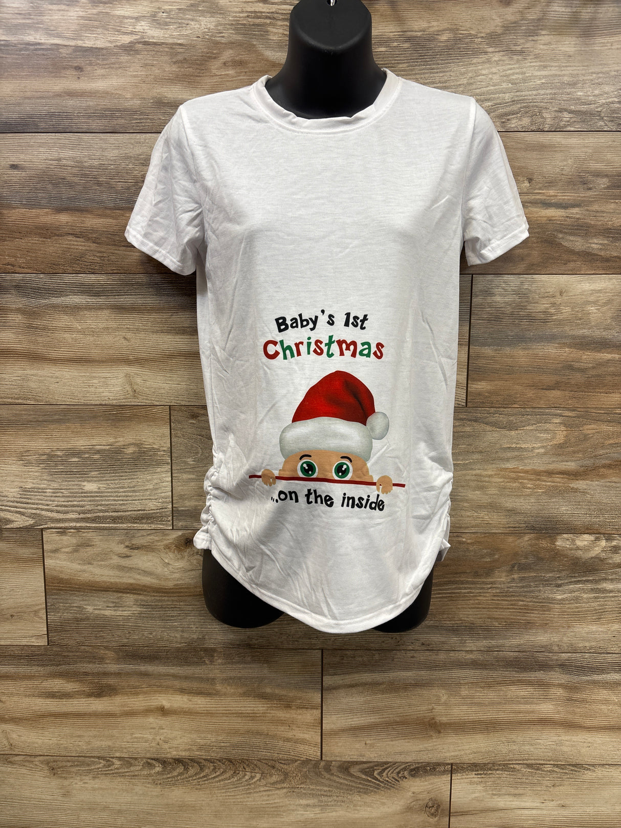 NEW Maternity Baby First Christmas On The Inside Shirt White sz Small