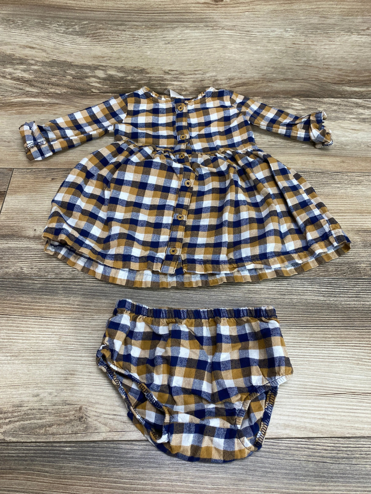 Carter's 2pc Plaid Dress & Bloomers Brown sz 12m