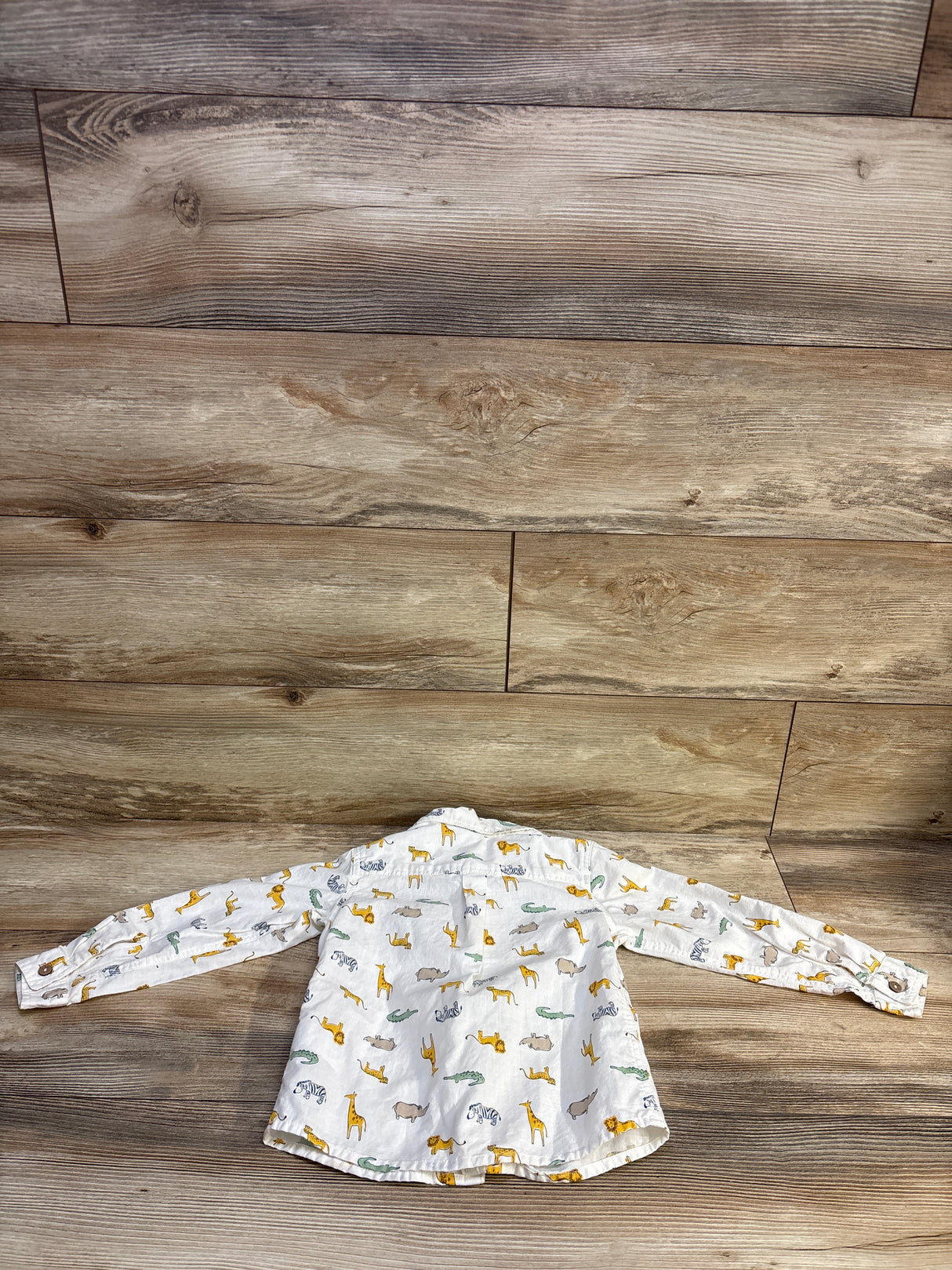 C&C California Kids Animal Print Button-Up Shirt White sz 4T