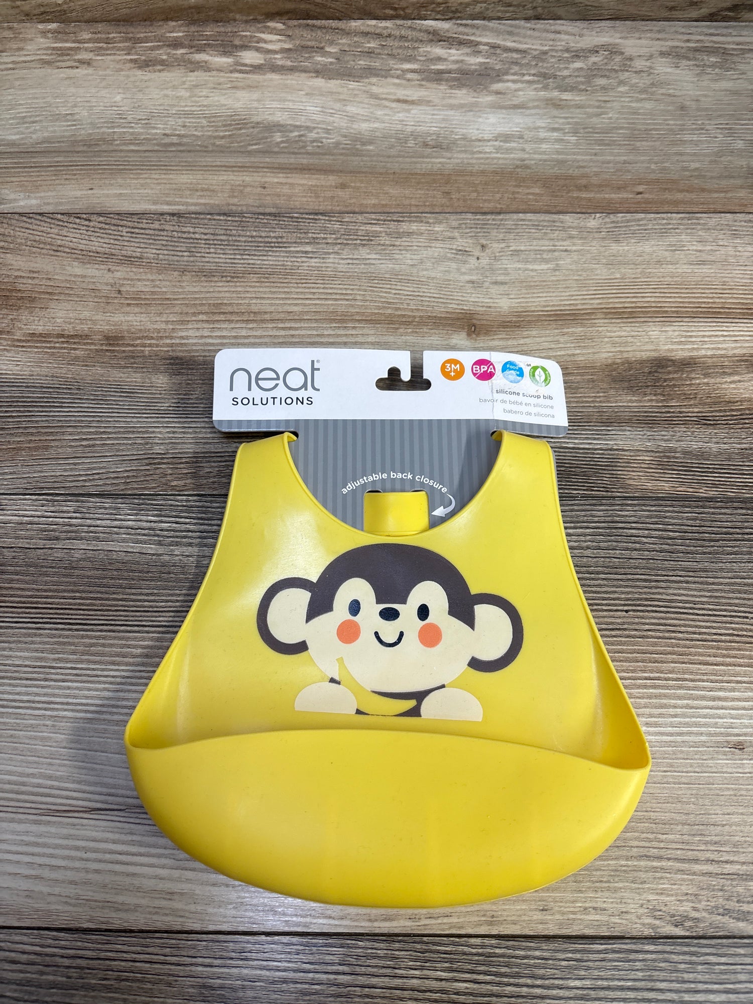 NEW Neat Solutions Monkey Silicone Bib Yellow