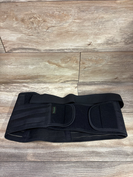 Front view of ChongErfei 3-in-1 pregnancy belly band showcasing layered support straps with a wood-grain background