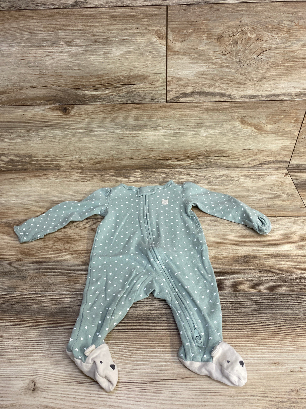 Carter's Heart Print Sleeper Sage sz 3m