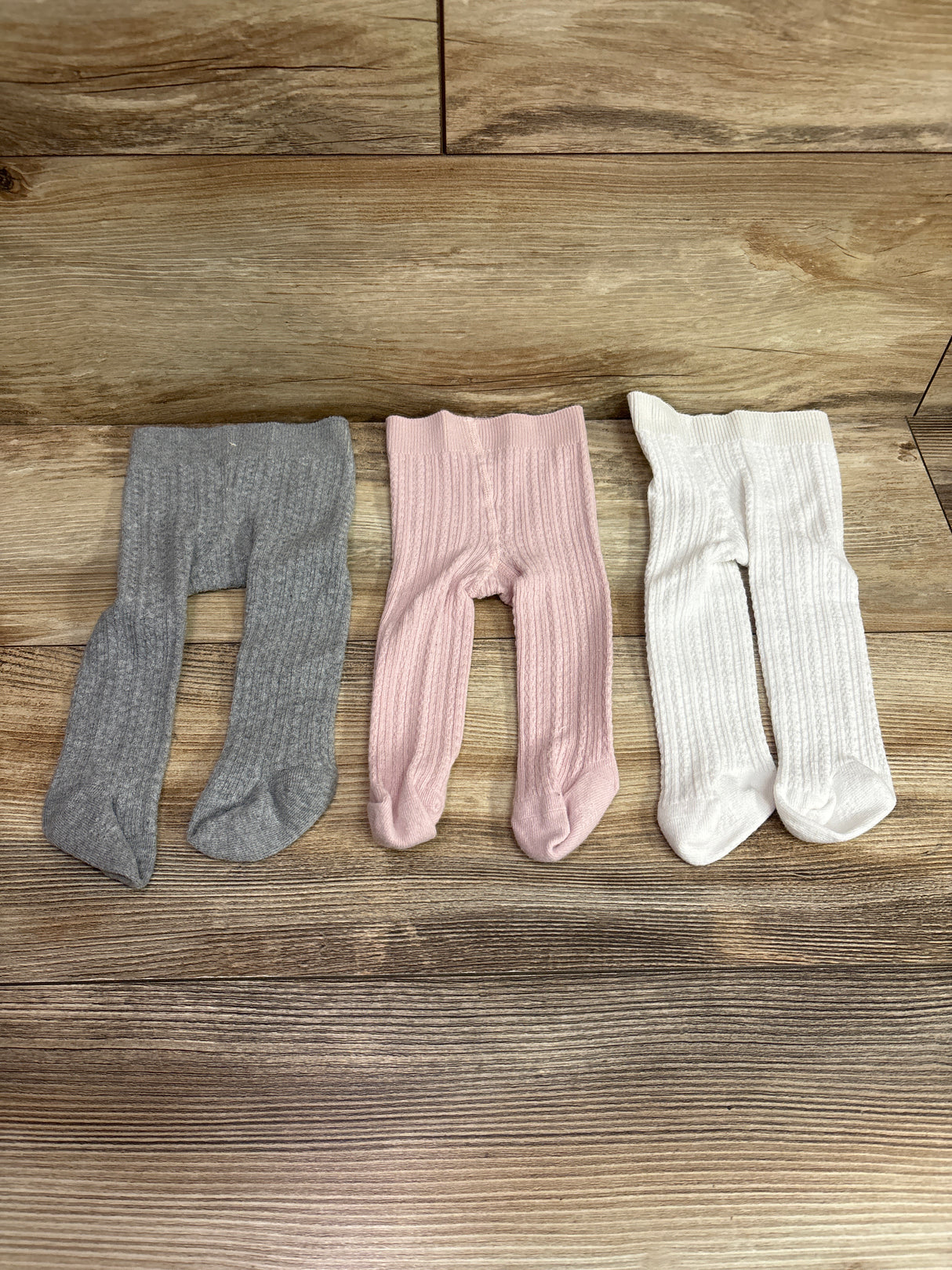 3pk Footed Knit Tights White sz 0-3m