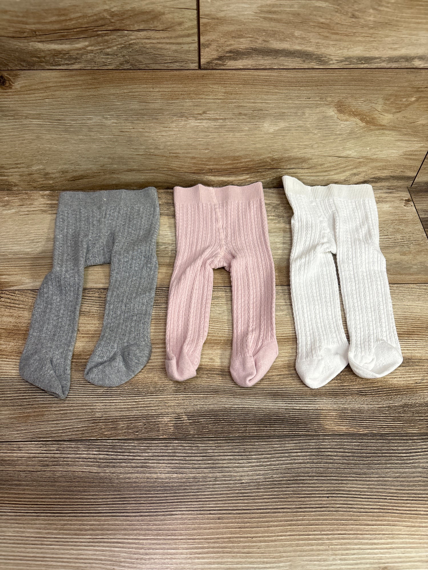 3pk Footed Knit Tights White sz 0-3m
