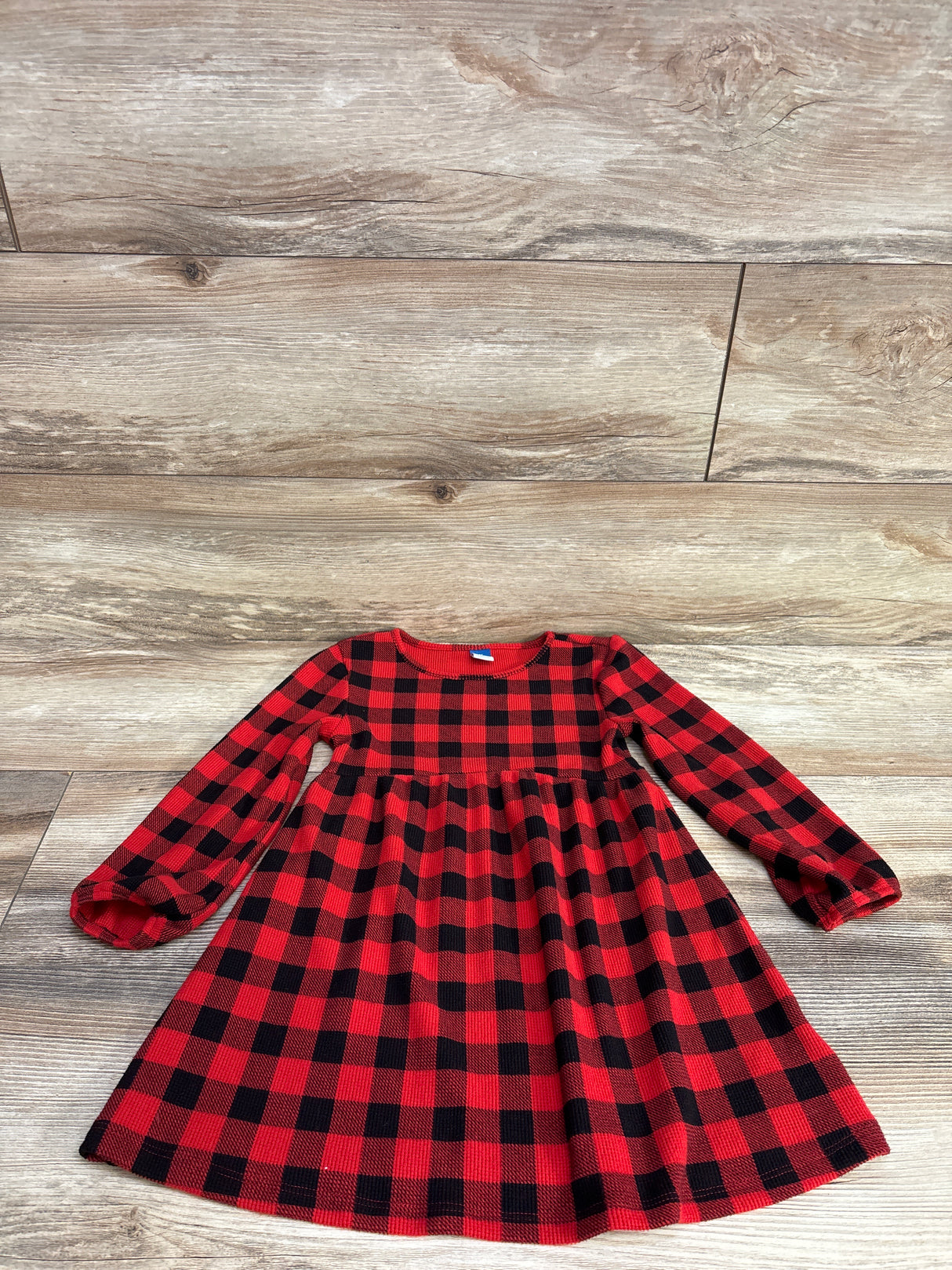 Old Navy Buffalo Plaid Long Sleeve Dress Red sz 4T