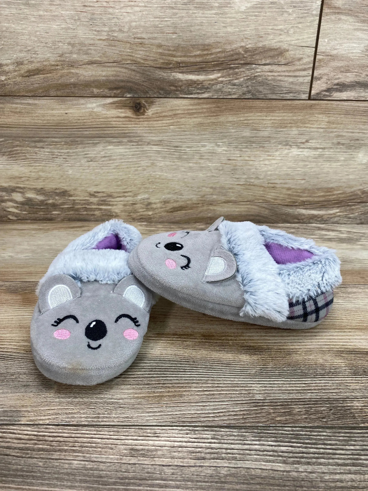 Koala Plush Slippers Grey sz 9/10c