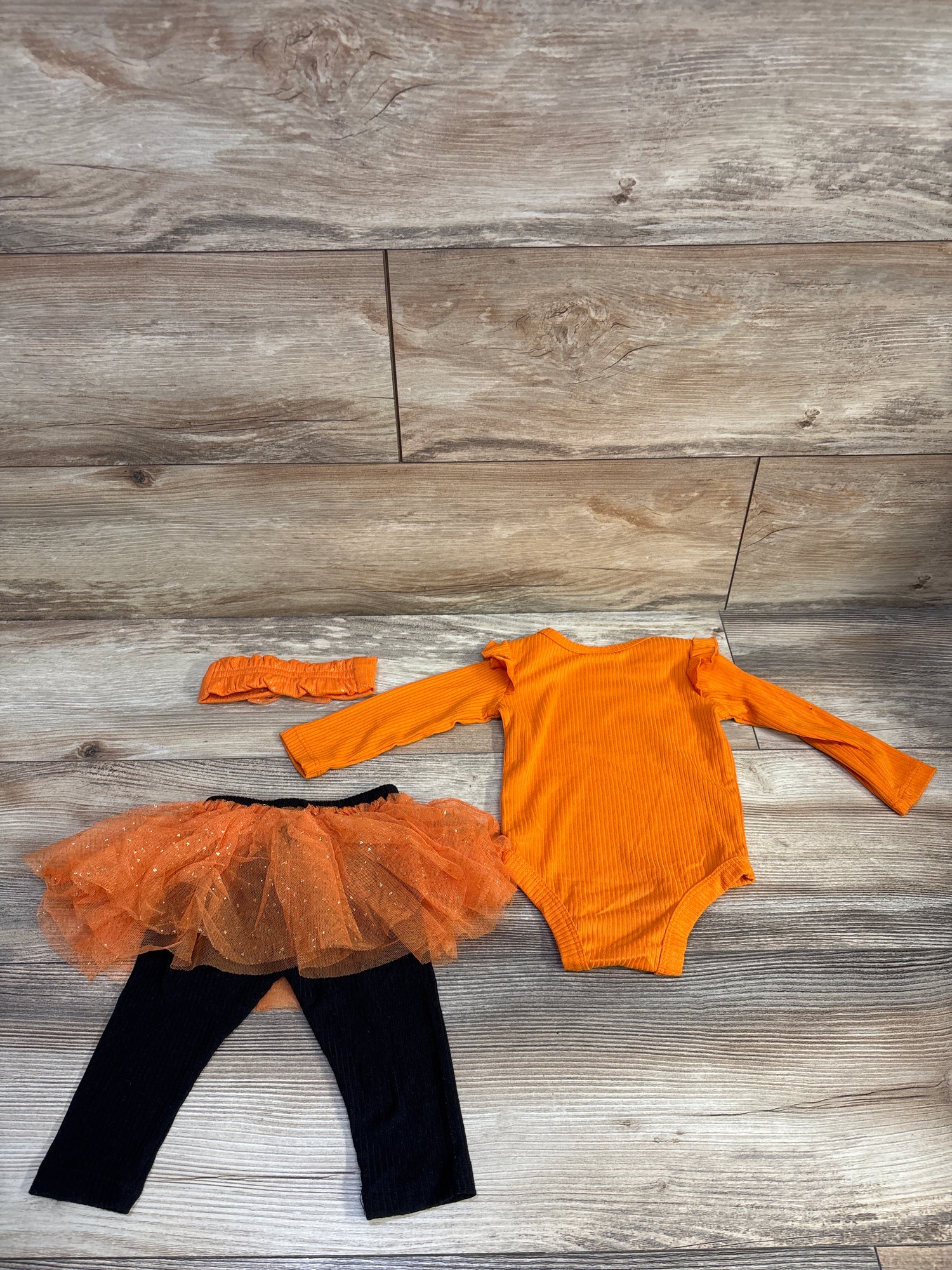 Joyful Moments 3pc Pumpkin Bodysuit & Skeggings Set Orange sz 6m