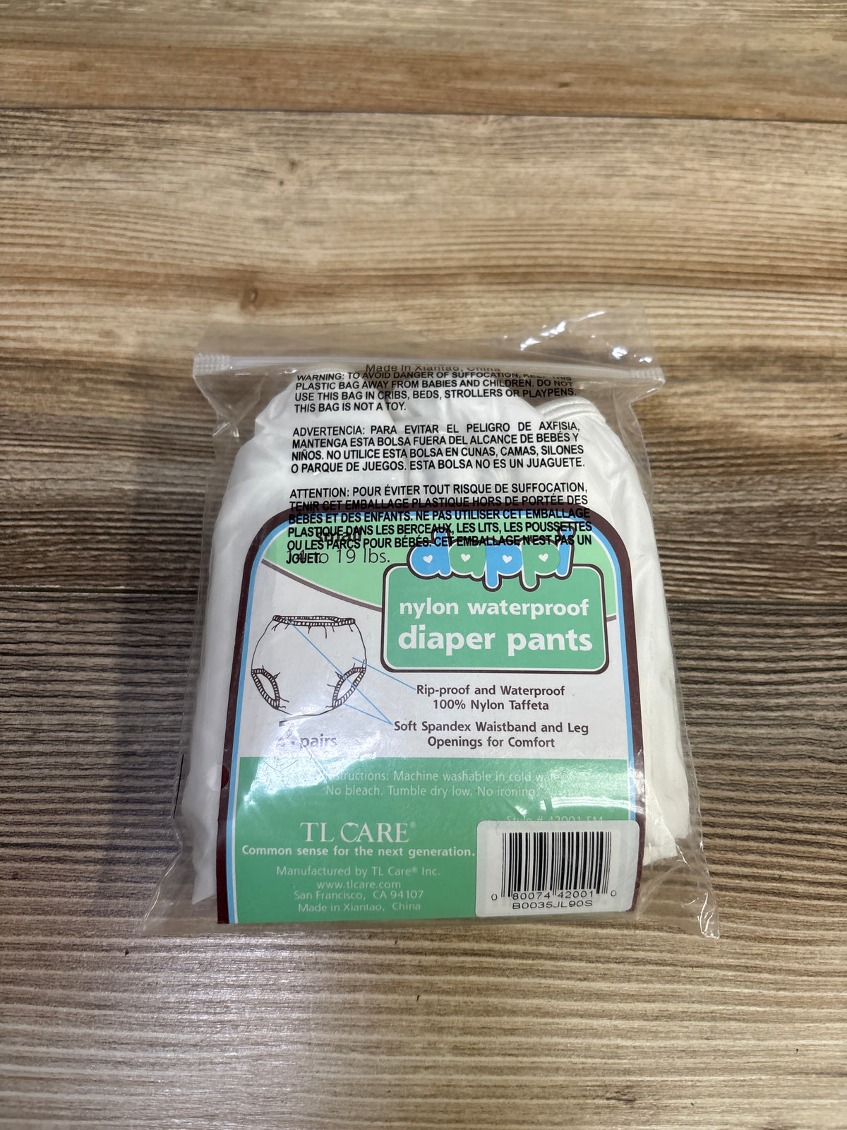NEW Dappi 2pk Nylon Waterproof Diaper Pants White sz Small 14-19lbs
