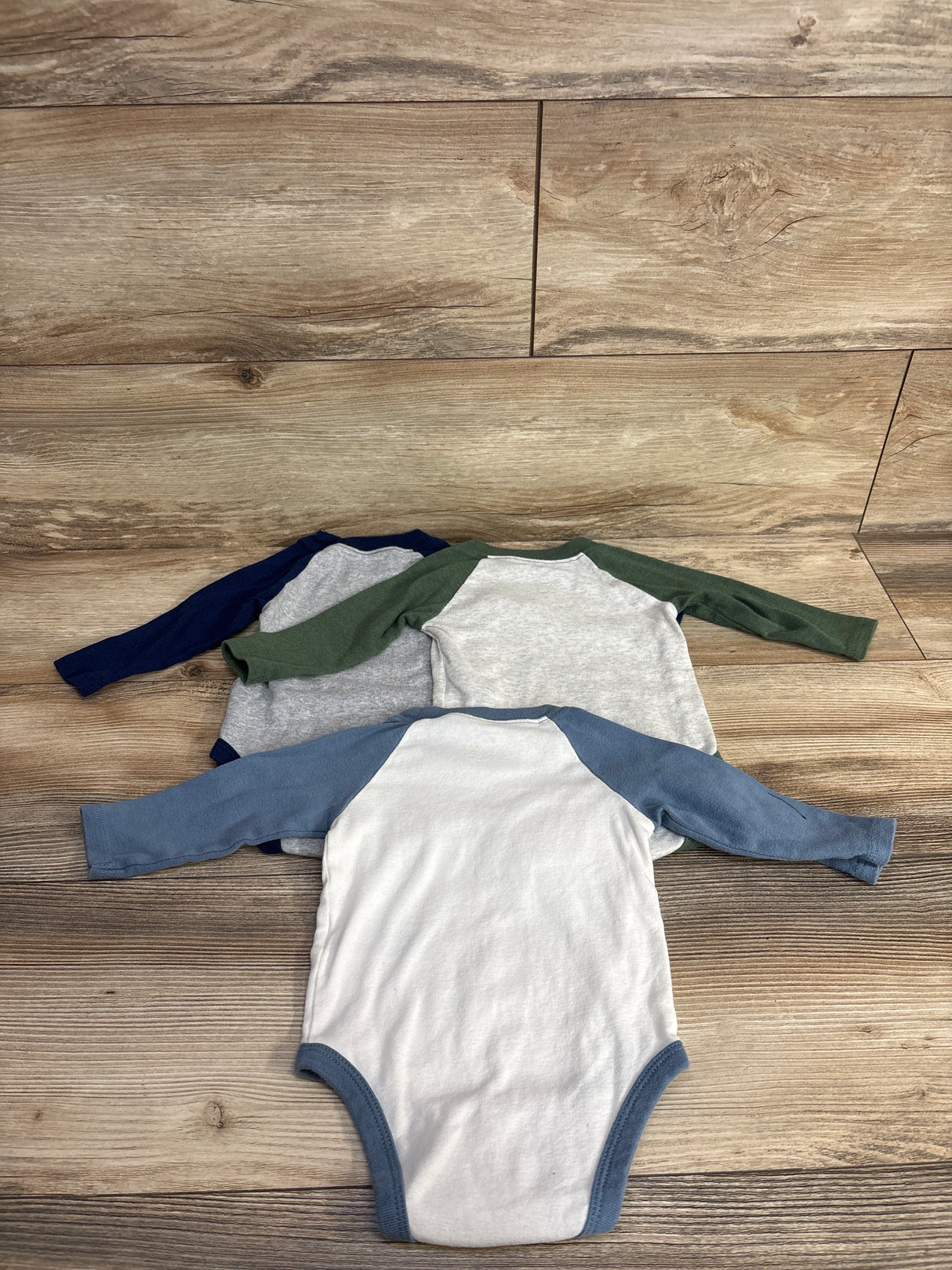 Carter's 3pk Long Sleeve Raglan Bodysuits Blue sz 6m