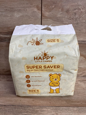 Happy Little Camper Super Saver size 5 baby diapers, 25 pack, eco-friendly, ultra-absorbent