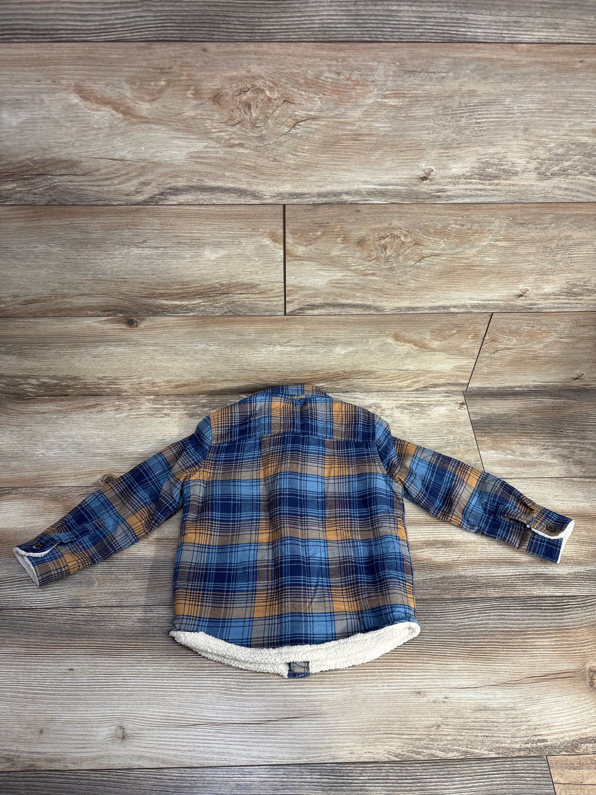 Cat & Jack Faux Shearling Plaid Shacket Blue sz 3T