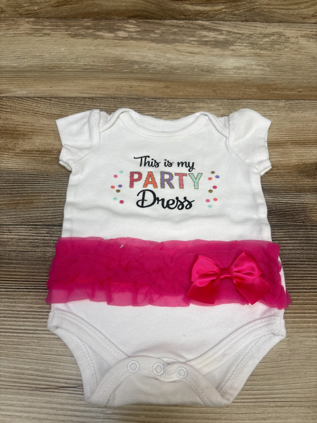 Little Treasures This Is My Party Dress Bodysuit White sz 3-6m