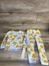 NEW Just One You 4pc Lemons & Flowers Pajama Set White/Blue sz 5T