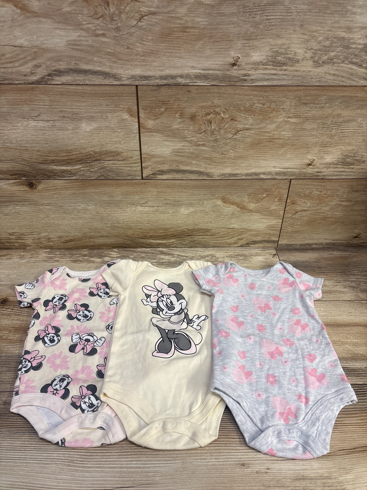 Disney Baby 3pk Minnie Mouse Bodysuit Set Cream sz 6-9m