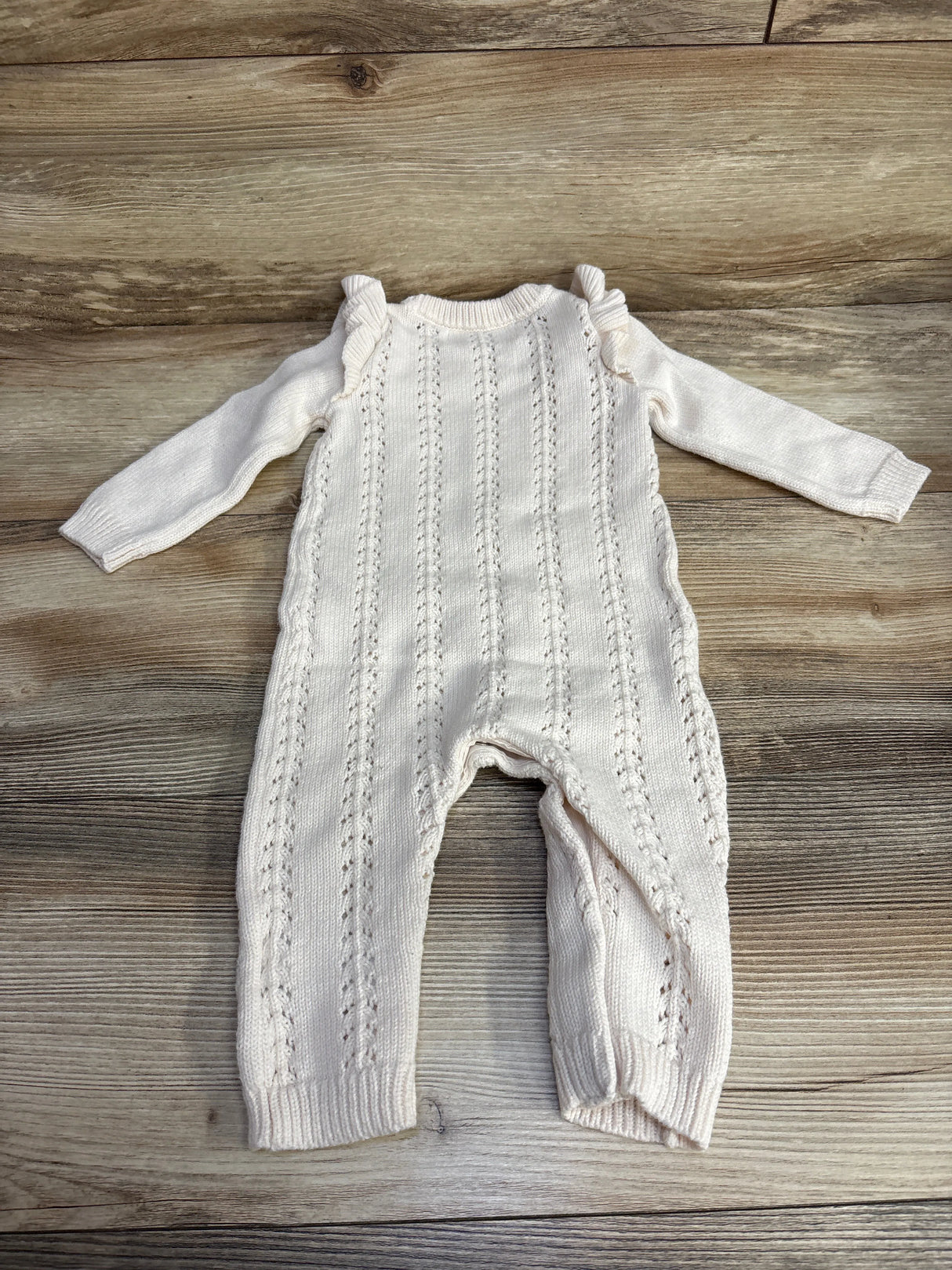 Old Navy Knit Ruffled Jumpsuit Cream sz 6-12m - Me n Mommy To Be
