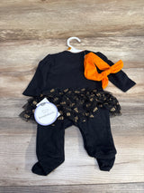 NEW Koala Kids 2pc Little Miss Boo Coverall & Headband Black sz Newborn - Me n Mommy To Be