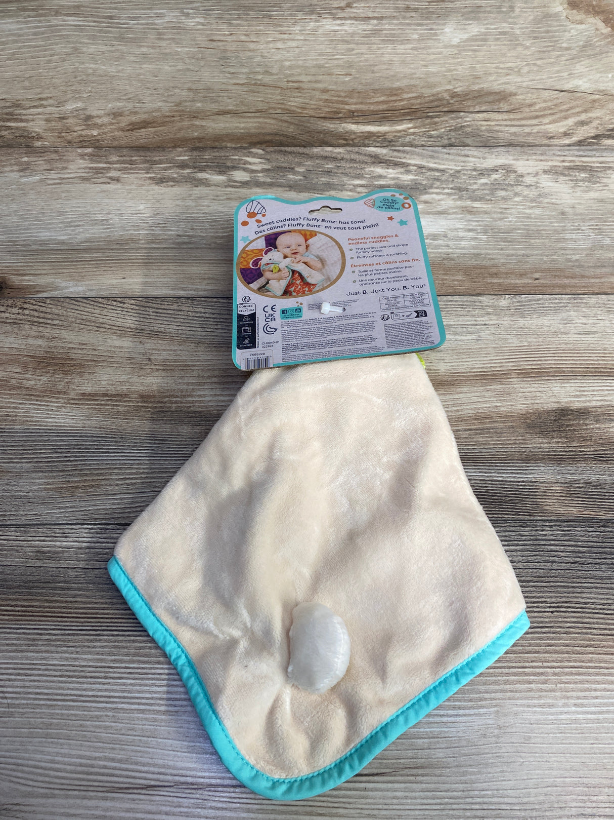 NEW B. Toys B. Snugglies - Fluffy Bunz the Bunny Safety Blanket