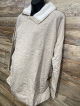 NEW Isabel Maternity Snap Sherpa Collar Oatmeal Sweatshirt sz XL