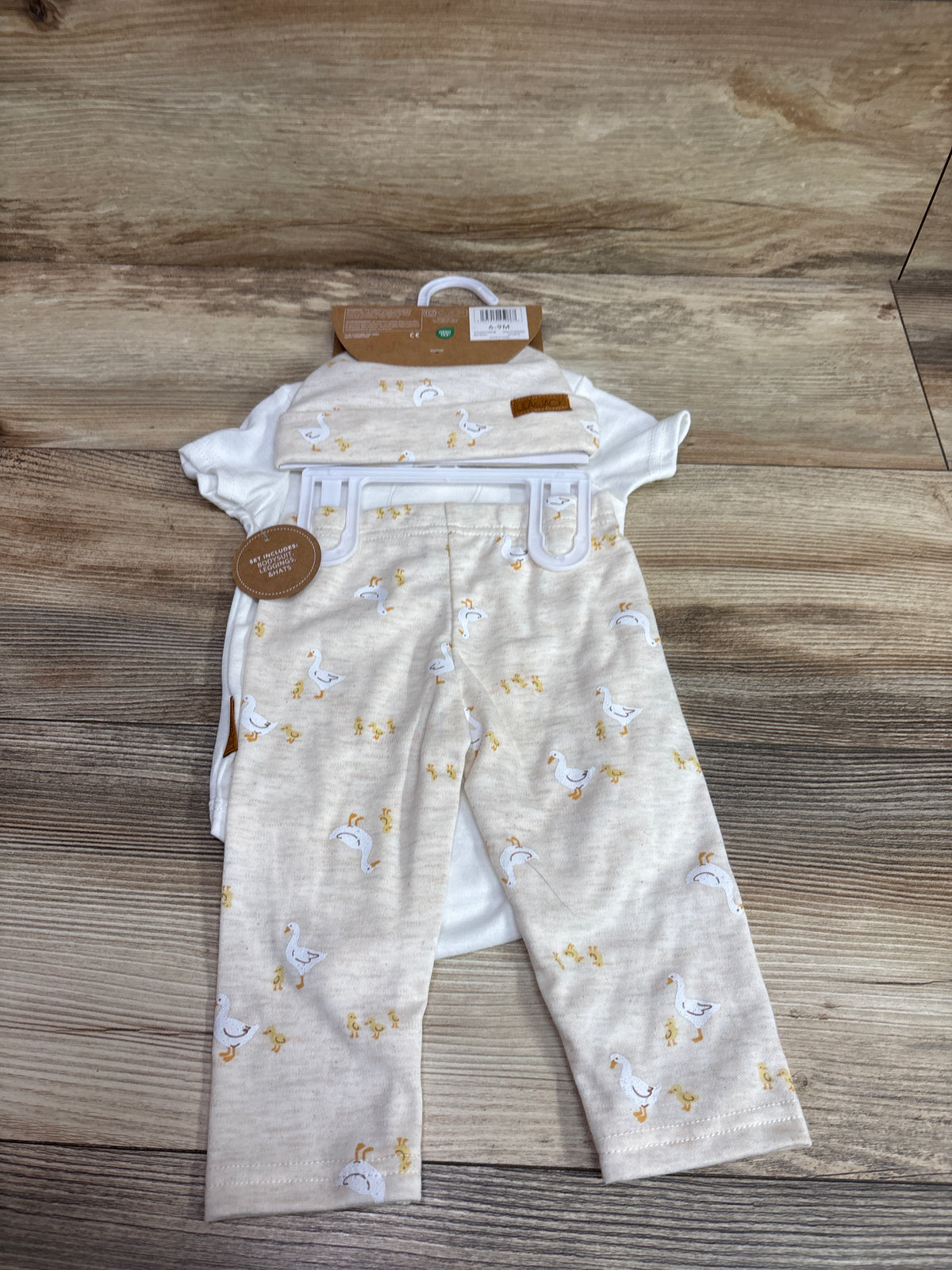 NEW Lila & Jack 3pc Duck Bodysuit, Pants, & Hat Set White sz 6-9m