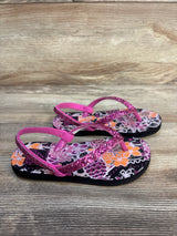 Reef Little Stargazer Pineapple FLoral Flip Flops Pink sz 9c
