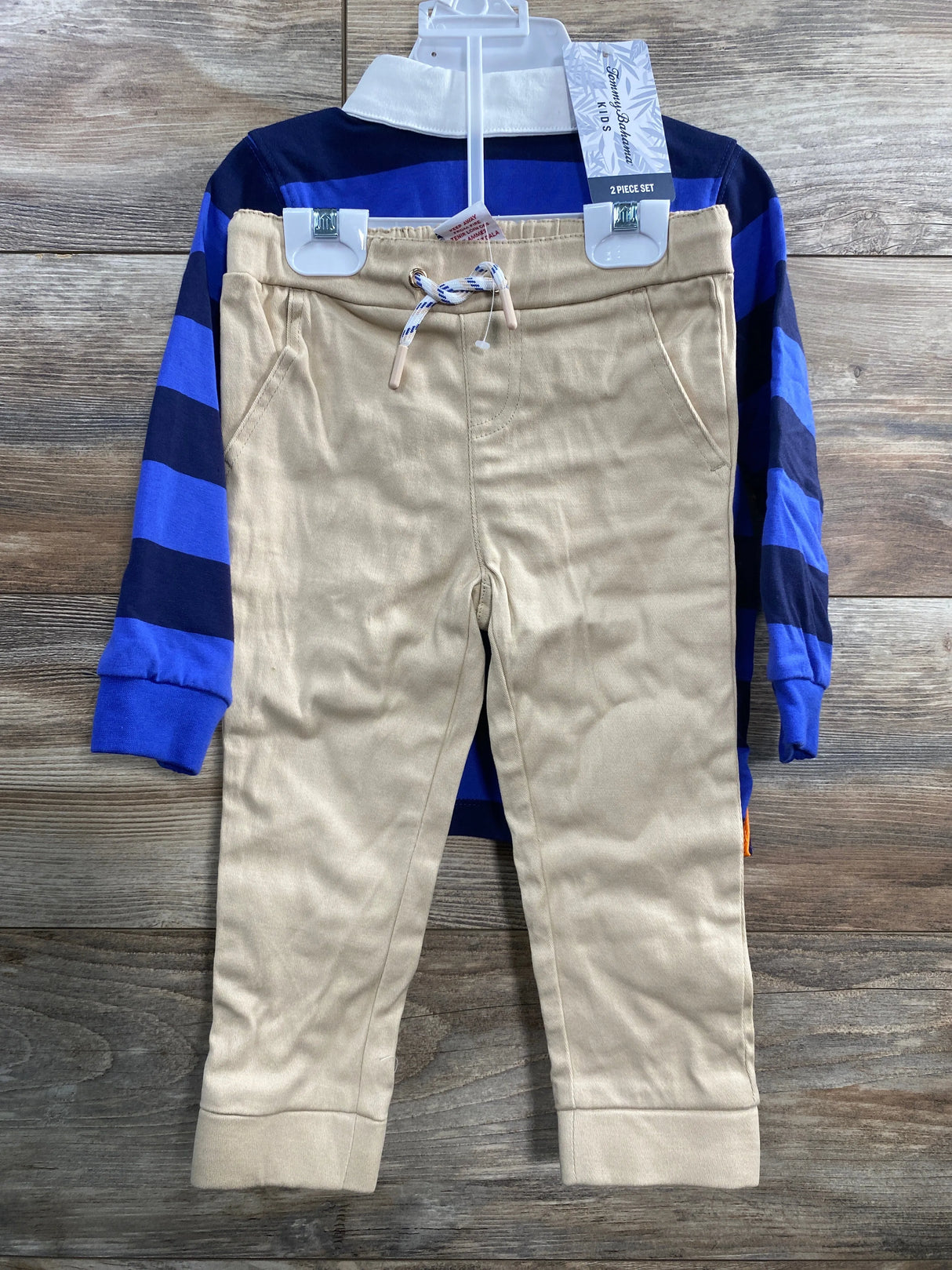 NEW Tommy Bahama Blue Rugby & Khaki Pants Set sz 2T