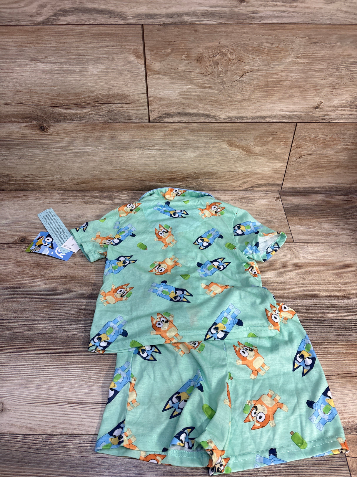 NEW Bluey 2pc Popsicle Print Coat Style Pajama Set Green sz 5T