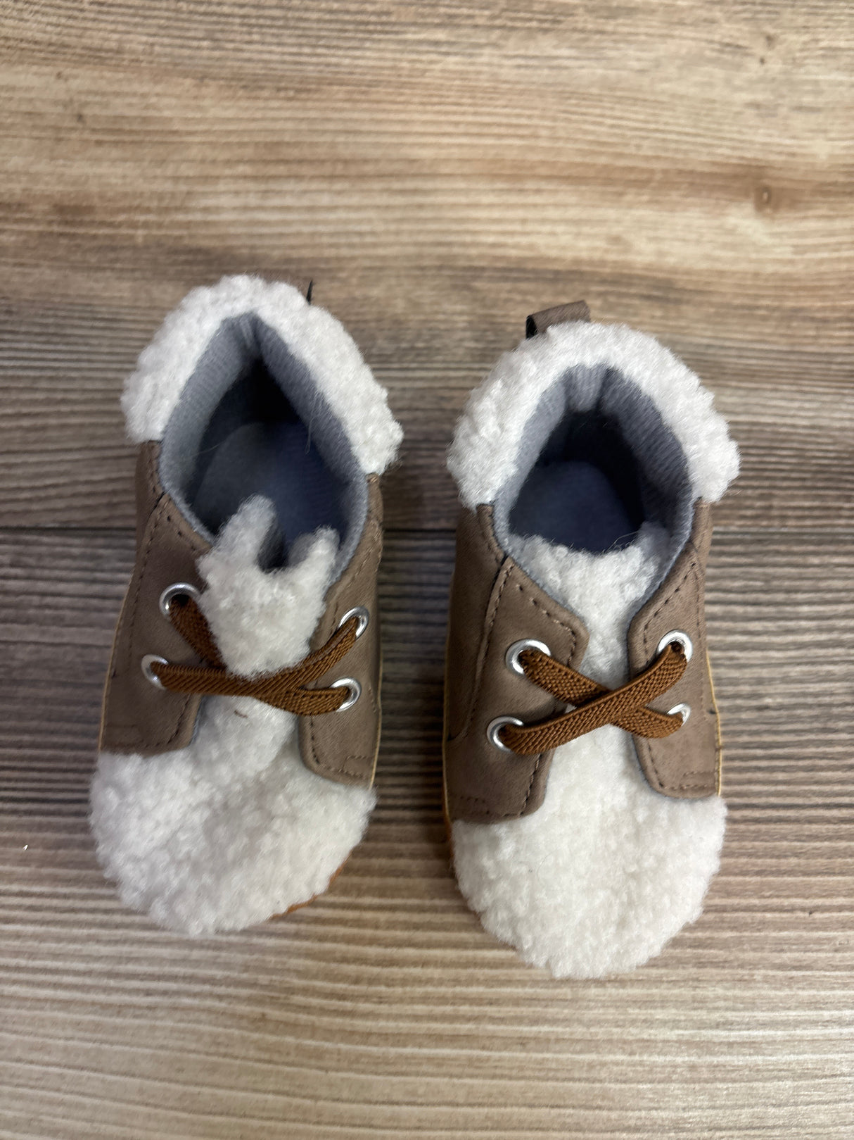 Cat & Jack Sherpa High-Top Crib Shoes Brown sz 3-4c