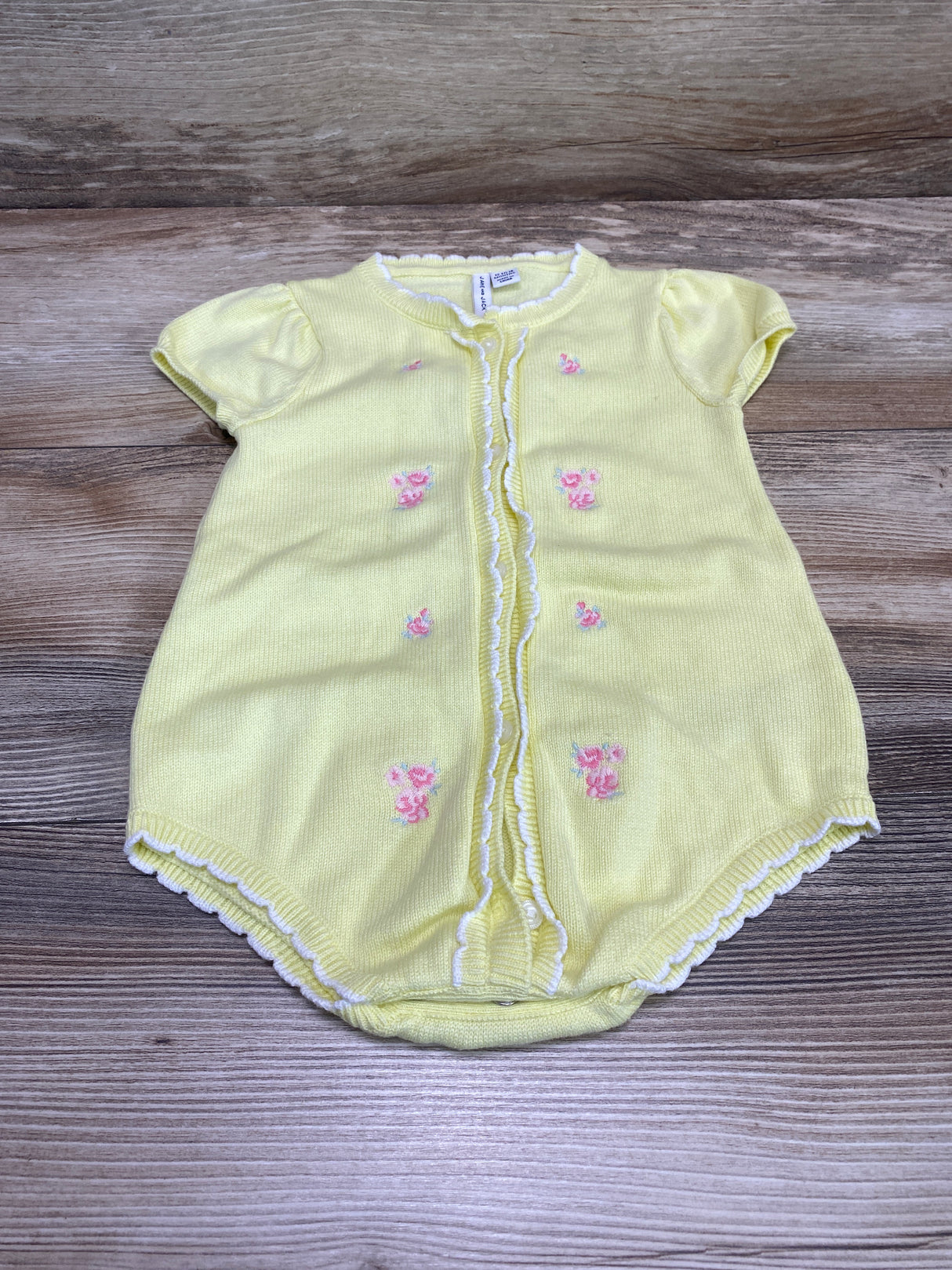 Janie and Jack Floral Embroidered Romper Yellow sz 12-18m