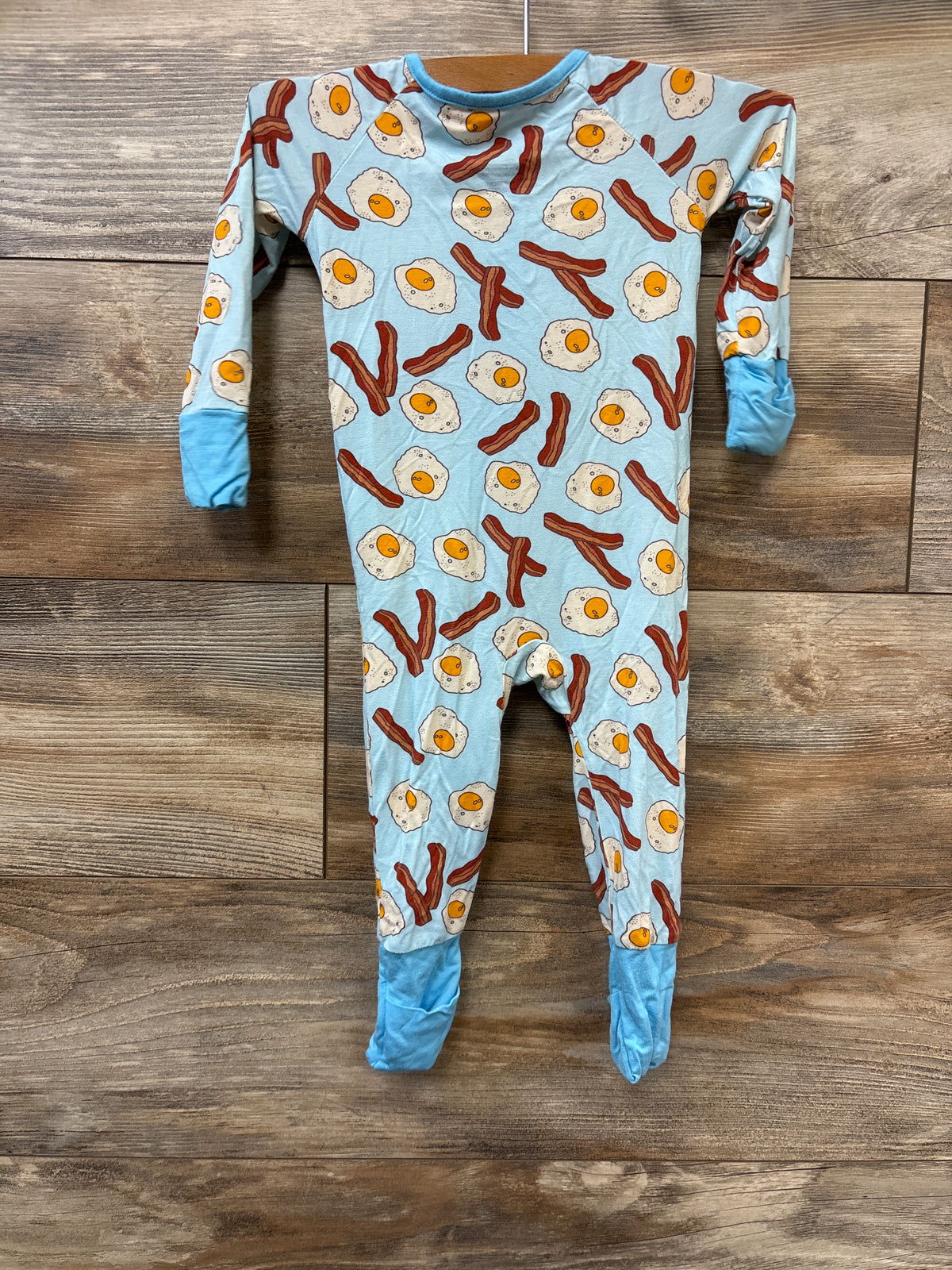 Bacon & Eggs Bamboo Convertible Sleeper Blue sz 3-6m