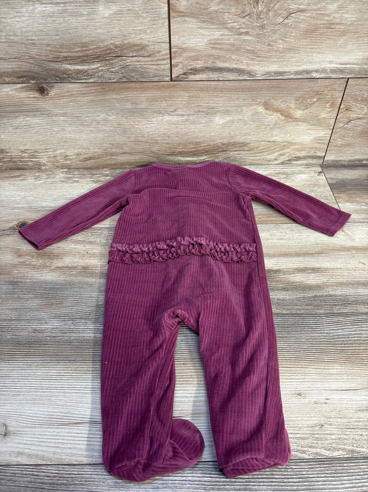 Koala Baby Ribbed Ruffled Sleeper Burgundy sz 6-9m