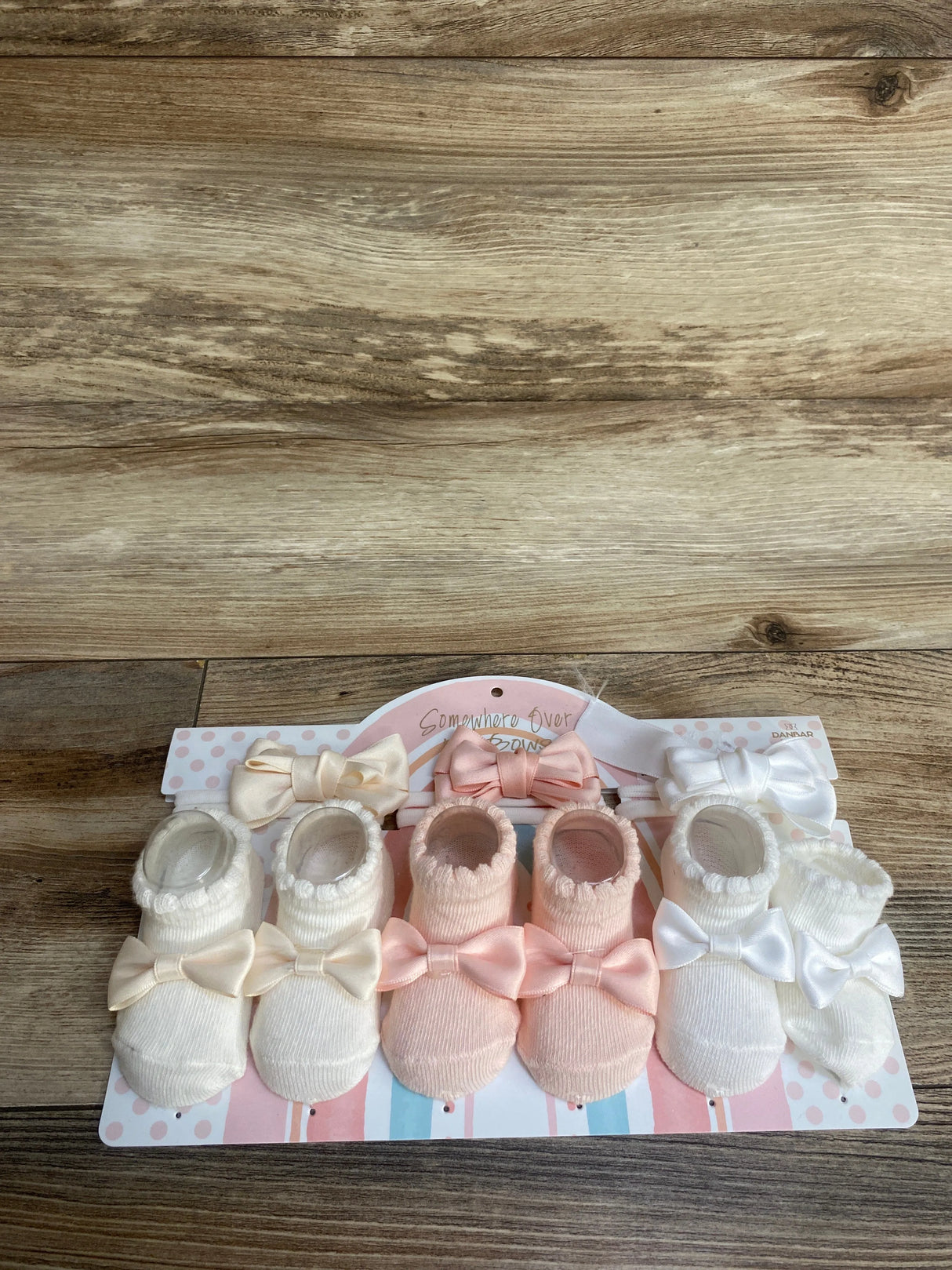 NEW Danbar Global 'Somewhere Over Rainbows' Sock & Headband Set, 6pk Pink