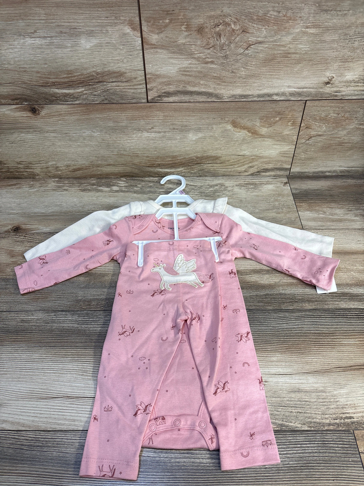 NEW Carter's 3pc Bodysuit Set Pink/Ivory sz 9m