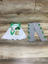 Nannette Kids 2pc St. Patrick's Day Love Top & Leggings White sz 12m